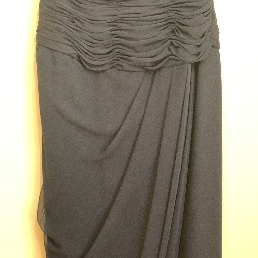 Victor Costa Black Chiffon Sweetheart Smocked Layered Gown Long Dress Vintage 10 - Picture 8 of 17